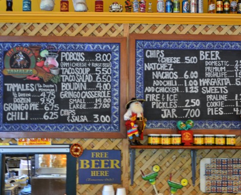 menu board at Fat Mama's Tamales Restaurant 2014