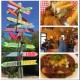 photos of a distance sign, poboys, guests and tamale dish | Fat Mama's Tamales order online Natchez, MS